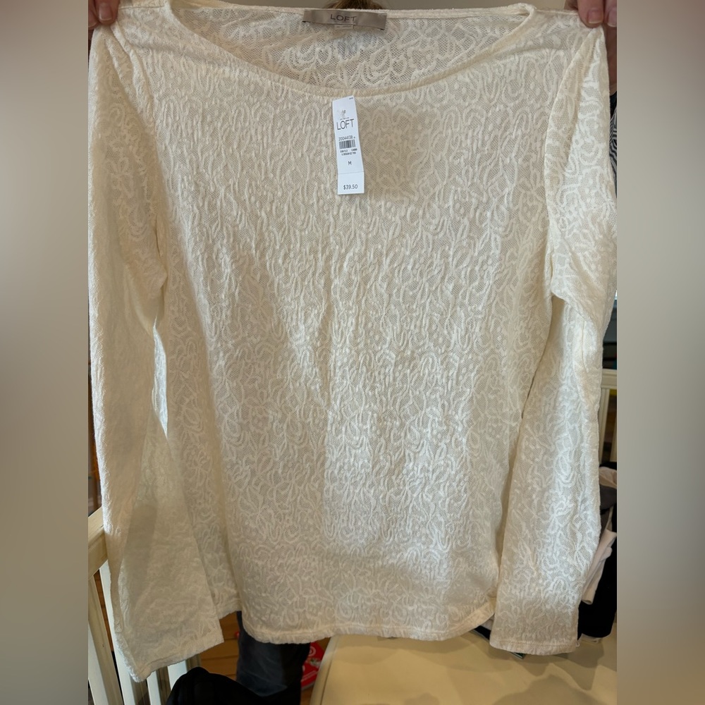 Loft lace top white NWT